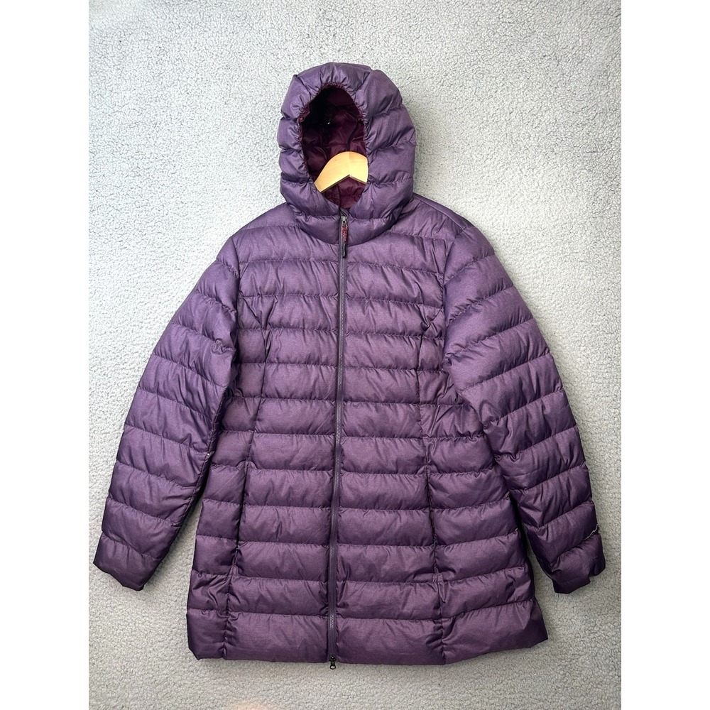 Eddie Bauer CirrusLite Down Puffer Jacket Women XL Purple Hooded Full Zip EB650